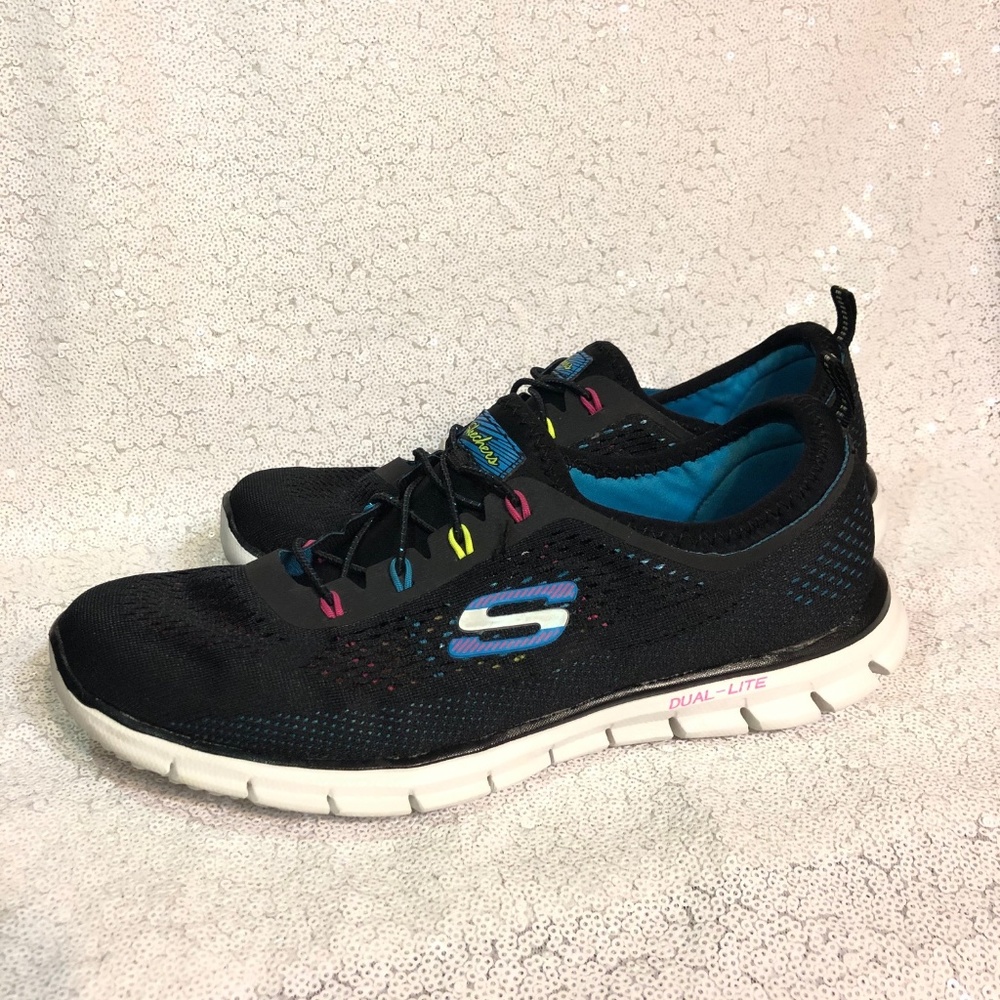Skechers Dual Lite, 8.5 Women's, Black/Multi-Color